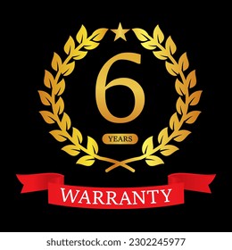 6 years warranty design logo template illustration