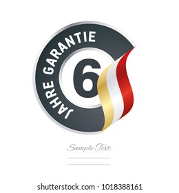 6 Years Warranty (German - 6 Jahre Garantie) black icon stamp vector