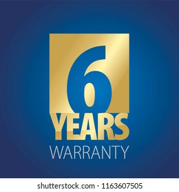 6 Years Warranty gold blue logo icon button stamp vector