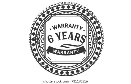 6 years warranty icon vintage rubber stamp guarantee