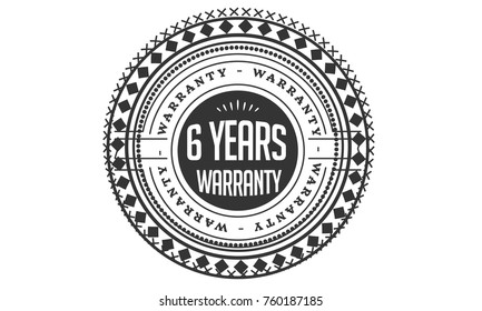 6 years warranty icon vintage rubber stamp guarantee