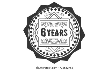 6 years warranty icon vintage rubber stamp guarantee