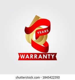 6 Years Warranty Ribbon Vector Template Design Illustration