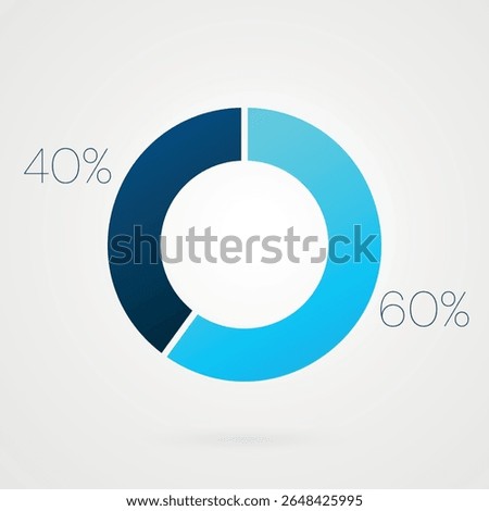 60 40 percent circle pie chart. Isolated symbol. Vector gradient element. Infographic sign. Illustration; icon for business; finance; report; web design; downloading; presentation