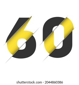 60 6 0 Number Logo Design with a Creative Cut and Black Circle Background. Creative logo design.