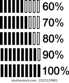 60 70 80 90 100 % Infografiken.Vektorgrafik, separate Verwendung