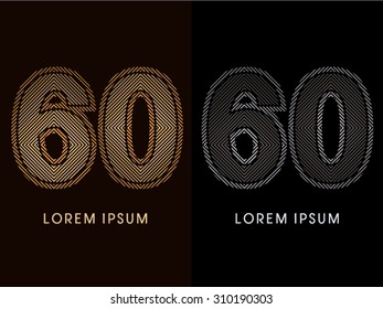 60 ,abstract luxury font, Designed using gold and black line square, geometric shape, graphic vector.