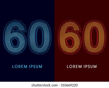 60 ,abstract luxury font, Designed using cool and hot colors, line square, geometric shape, graphic vector.