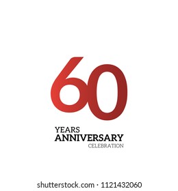 60 anniversary celebration logotype. red number logo simple isolated on white background, vector design for celebration, invitation card, and greeting card