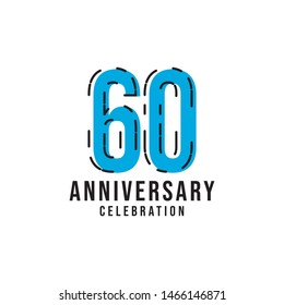 60 Anniversary Celebration Vector Illustration. Design for Banner, Advertising, Poster, Greeting Cards or Print