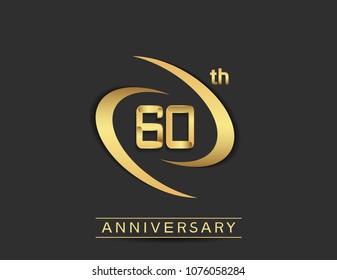 60 Anniversary Design Double Swoosh Golden Stock Vector (Royalty Free ...