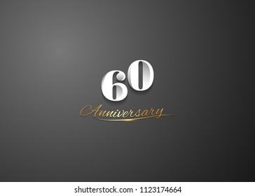 60 Anniversary elegant logotype design, white colored isolated on black background