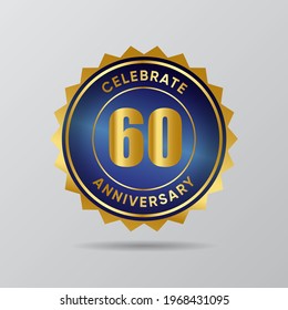 60 Anniversary gold badge luxury style with blue deep svg