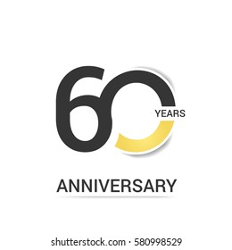 60 Anniversary  Logo Celebration, Black and Yellow Flat Design Isolated on White Background