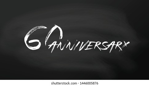 60 anniversary logo concept. 60th years birthday icon. Isolated golden numbers on chalkboard background. Vector illustration. EPS10.