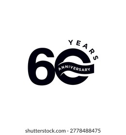 60 anniversary logo design, number 60 celebration birthday logo design concept