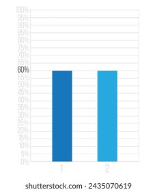 60% bars graph. Vetor finance, percentage and business concept. Column design with two sections blue