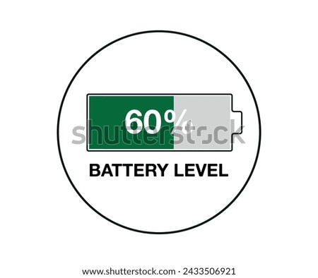 60% battery level. Design battery percentage, power of smartphone and mobile devices