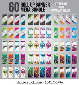 60 Bundle of Business Roll Up Banner Standee Design with 4 Various Color Template. 