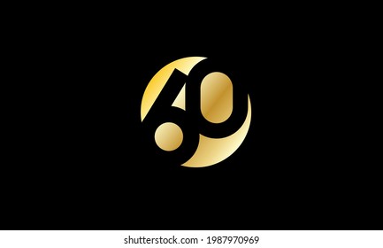 60 Circle Gold Negative Space Number
