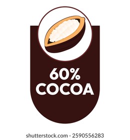 60% Cocoa Seals Marks Icons. label or sticker showing cacao content in chocolate