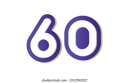 60 Cool Modern Purple 3D Number