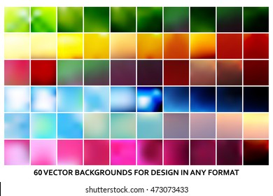 60 Creative concept vector multicolored blurred background set. For web and mobile applications art illustration template design, infographics and social media in a modern style.