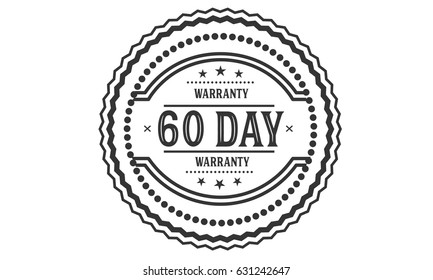 60 day black warranty vector isolated with white background