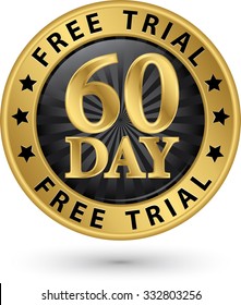 60 day free trial golden label, vector illustration 