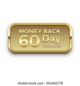 60 day money back guarantee golden badge, vector