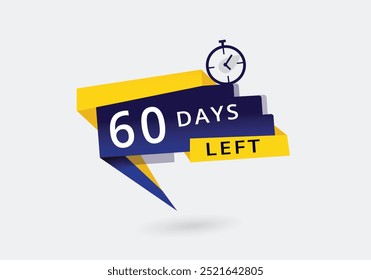 Modelo de promoção de contagem regressiva colorida restante de 60 dias. Vetor de rótulo de Faixa de Anúncio.