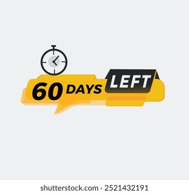 Quedan 60 días, cuenta regresiva. Anuncio promocional, elemento promocional Anuncio de marketing. Ilustración vectorial.