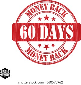 60 days money back grunge rubber stamp, vector illustration