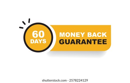 60 Days Money Back Guarantee Sign, Stamp, Seal, Vector, Badge, Sticker, Label.