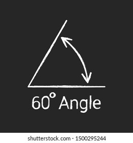 60 degree angle chalk icon, isolated icon with angle symbol and text