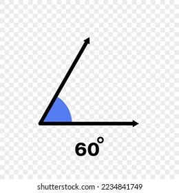 60 degree angle icon. Geometric symbol. Vector illustration on transparent background