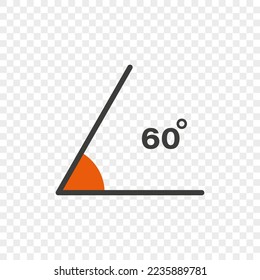 60 degree angle icon. Geometric symbol. Vector illustration on transparent background