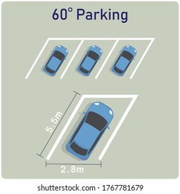 área de estacionamiento angular de 60 grados 