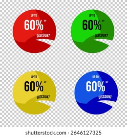 60% Discount Badges – Sale Labels and Promotional Offer Stickers for eCommerce and Advertising