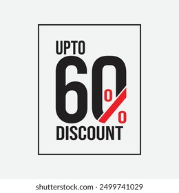 60% Discount Coupon. Sale offer price sign. Sale tags set vector badges template. Special offer symbol. Discount promotion. Discount badge shape. Vector illustration design