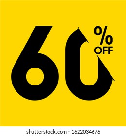 60% Discount Label Number Vector Template