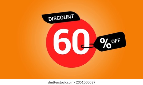 60%, discount label vector illustration, sale banner for promotional, special offer tag sticker design element, sixty, sale offer price sign, vector design