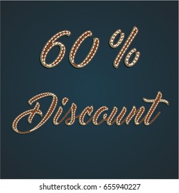 '60% Discount' leather sign, vector illustration