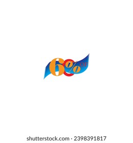 60% discount logo icon vector