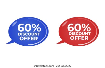 60% discount offer multicolored on white background
Frame, promotion icon, sales. discounts 3d