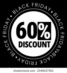 60 discount percentage with black background