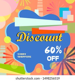 60% discount sale banner design with full color style.