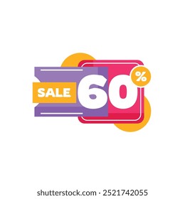 60% Discount Sale Tag Label Vector Template Design Illustration