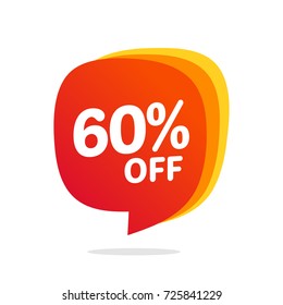 60 descuento, distintivos de vectores de ventas para etiquetas, , adhesivos, banners, etiquetas, etiquetas, etiquetas web, nueva oferta. Signo de origami de descuento