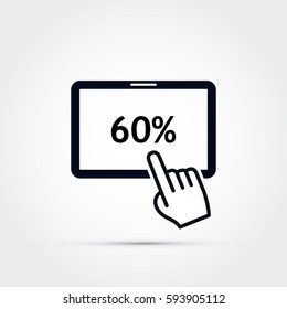 60% discount shown on a tablet screen -vector illustration